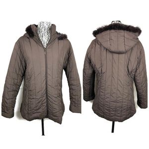 Ellen rose Women's Fur hooded over coat jacket X4